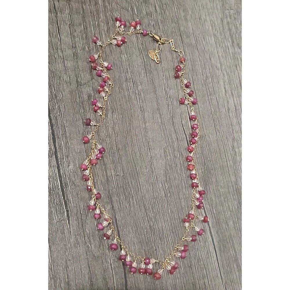 Flying Lizard Designs Ruby Beaded Charm 14k Gold Filled Necklace
